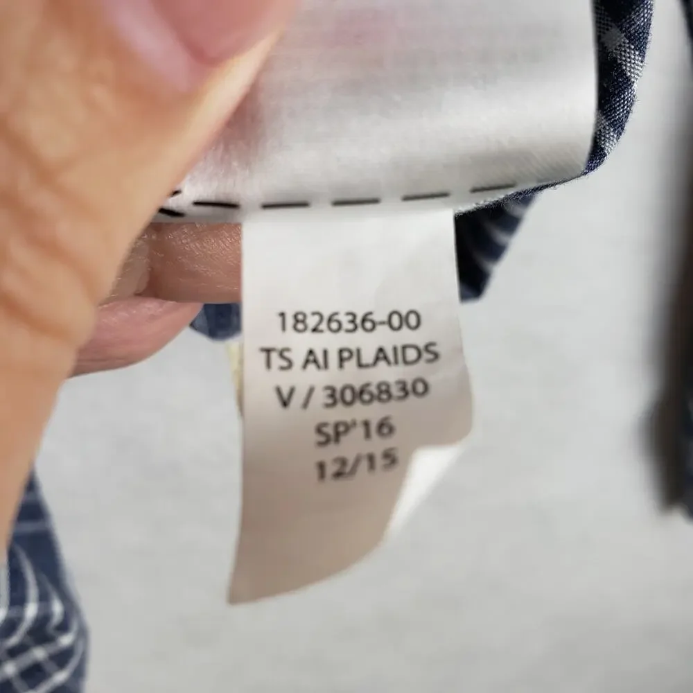 Banana Republic Men's L Long Sleeve‎ Plaid Button Down Blue Tailored Slim Fit - Picture 7 of 8